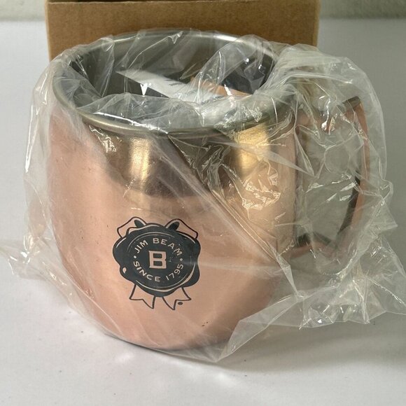 Jim Beam Moscow Mule Mug Copper Metal Cup Handle Barware Recipe NEW - Picture 1 of 13